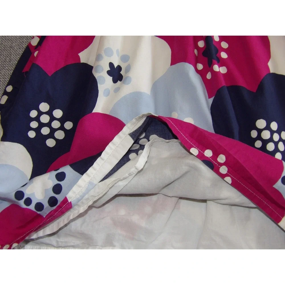 Gymboree Girls Size 8 Floral Dress Navy Pink Blue Cotton Short Sleeve Lined